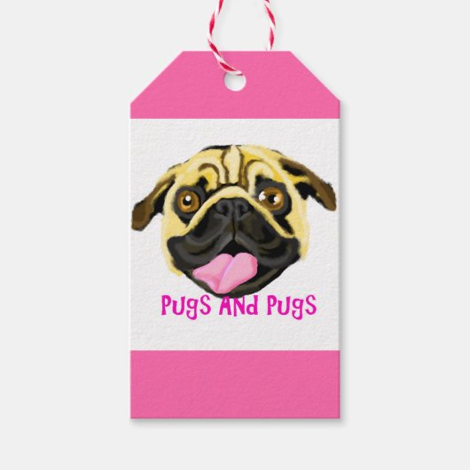 Cadeautags met Roze Pugs Cadeaulabel (Voorkant)