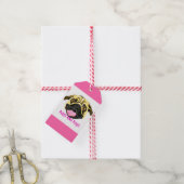 Cadeautags met Roze Pugs Cadeaulabel (Met Touw)