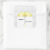Cadeautags voor babyborrel met paraplu, gele feest vierkante sticker (Tas)