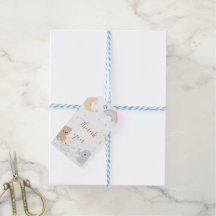 Cadeautags voor babyshower met pastel maan en rege