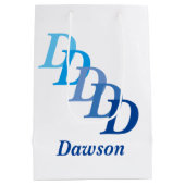 Cadeautas - Achternaam en letters in blauw (Achterkant)