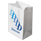 Cadeautas - Achternaam en letters in blauw (Achterkant Gekanteld)