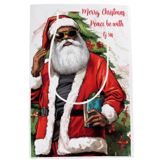 Cadeautas - African American Santa Gift Bag (Voorkant)