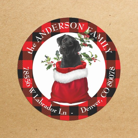 Cadeautas Black Lab Pset Lijst Return Address Ronde Sticker