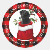 Cadeautas Black Lab Pset Lijst Return Address Ronde Sticker (Voorkant)