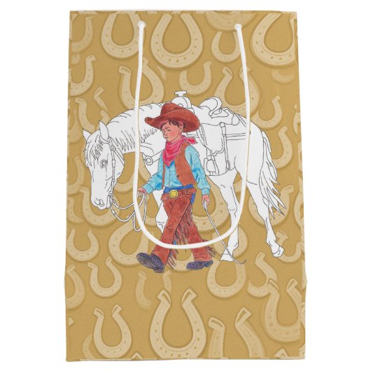 Cadeautas Cowboy en Paard Bruin (Achterkant)