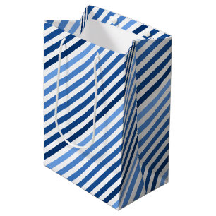 Cadeautas - diagonale blauwe lijnen