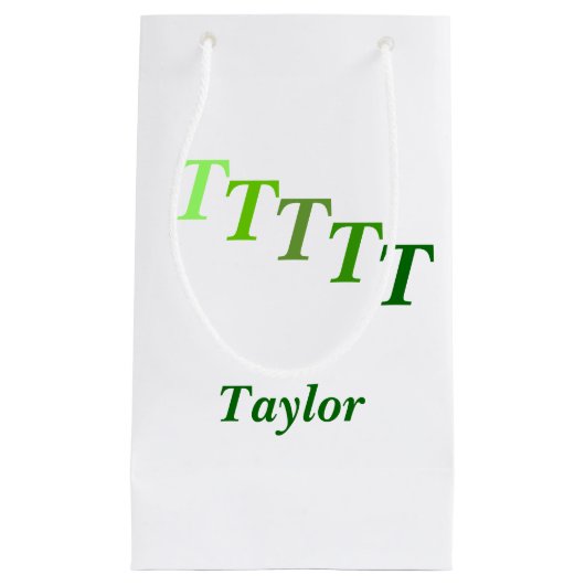 Cadeautas - Gestapte Initialen met naam in groen (Voorkant)