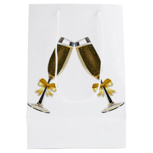 Cadeautas met champagnefluit, cadeautas voor bruil