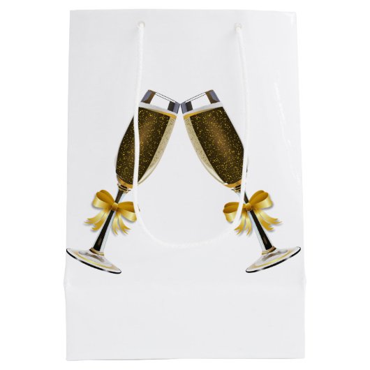 Cadeautas met champagnefluit, cadeautas voor bruil (Achterkant)
