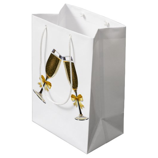 Cadeautas met champagneglas, cadeautas voor huweli (Achterkant Gekanteld)