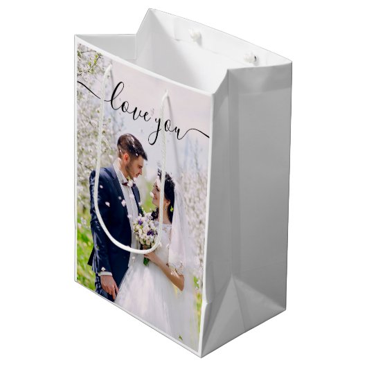 Cadeautas met foto en 'Ik hou van jou'-tekst (Voorkant Gekanteld)