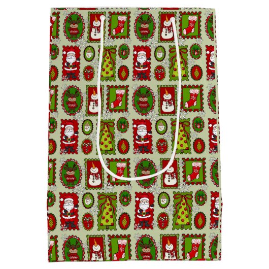 Cadeautas met kerstzegels middelgroot (Achterkant)