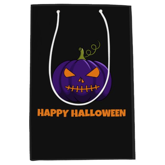 Cadeautas met Paarse pompoen, Happy Halloween (Voorkant)