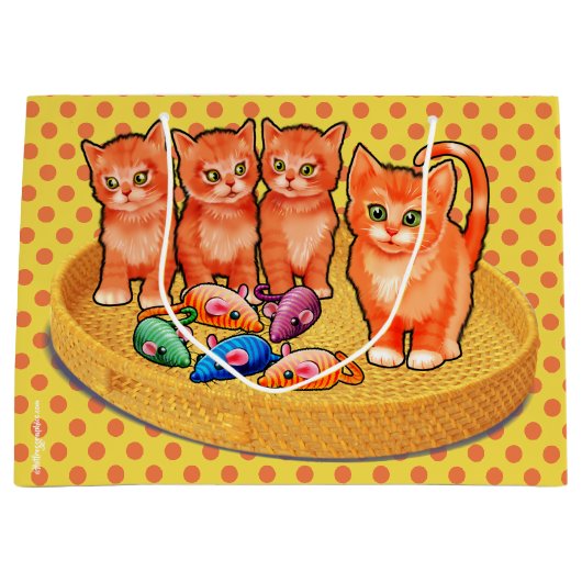 Cadeautas met schattige kittens polka dot design (Voorkant)