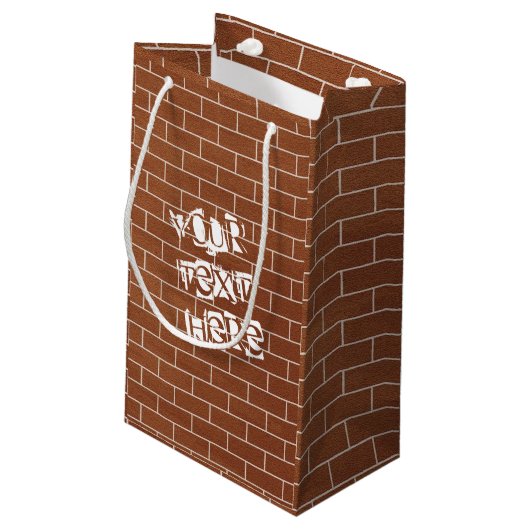 Cadeautas met stenen muur en gepersonaliseerde tek (Achterkant Gekanteld)