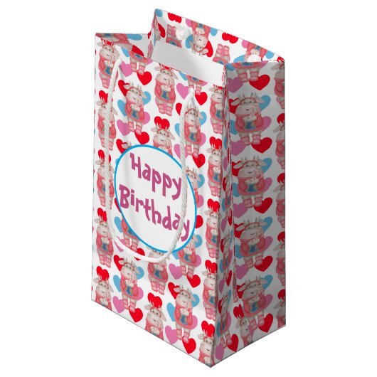 Cadeautas met warme chocolademelk en harten (Voorkant Gekanteld)
