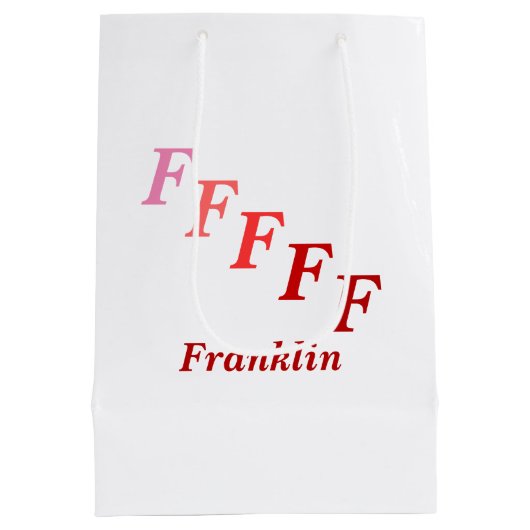 Cadeautas - naam en opgestapte letters in rood (Achterkant)