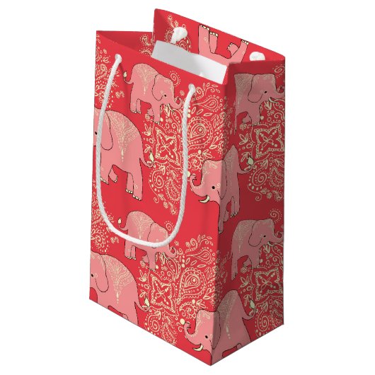 cadeautas van mehndi - olifanten (Achterkant Gekanteld)