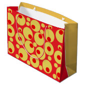Cadeautas van rode en gouden cirkels (Achterkant Gekanteld)