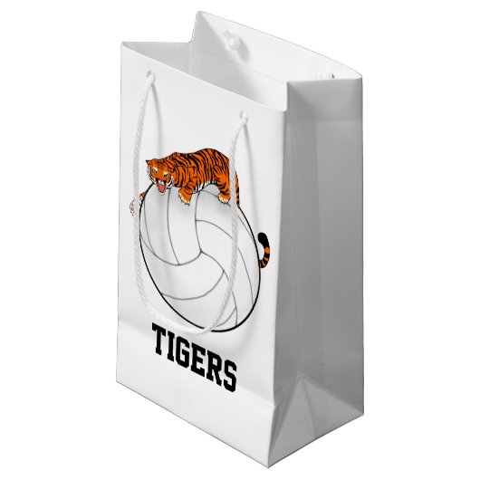 cadeautas voor tijgervolleybal, mascotte schoolspo (Voorkant Gekanteld)