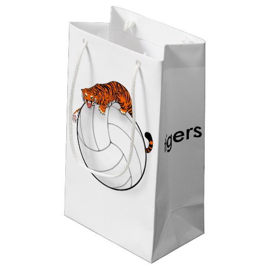 cadeautas voor tijgervolleybal, mascotte schoolspo (Achterkant Gekanteld)