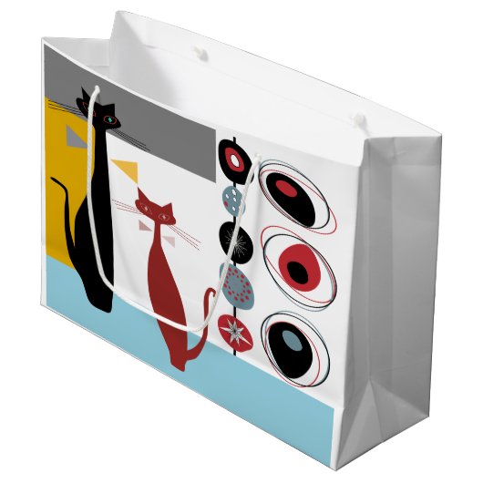 Cadeautasje | Midden-eeuw moderne 2 katten (Voorkant Gekanteld)