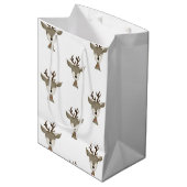 Cadeautasjes | WATERVERF | Antiek rendierpatroon Medium Cadeauzakje (Voorkant Gekanteld)