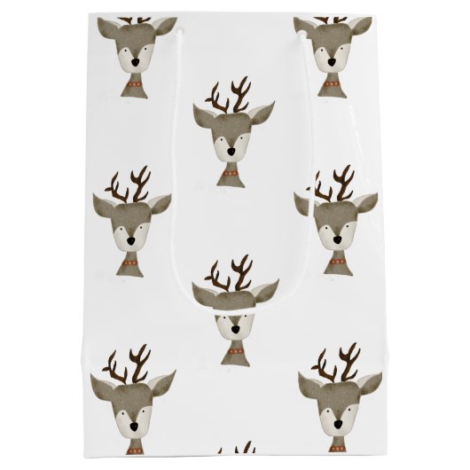 Cadeautasjes | WATERVERF | Antiek rendierpatroon Medium Cadeauzakje (Achterkant)