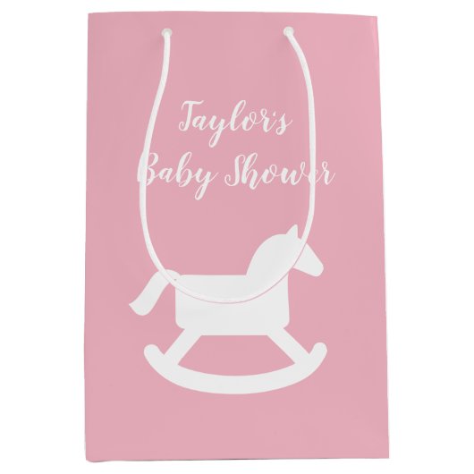 Cadeautassen met baby shower met schommelend paard medium cadeauzakje (Voorkant)