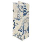 Cadeautassen met nautische details (anker en schip wijn cadeautas (Voorkant Gekanteld)