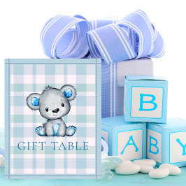 Cadeauteurbank Knuffelgrijze Beer Baby Shower Poster