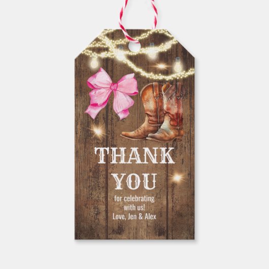 Cadeauticket voor geslacht bekendmakingsparty met  cadeaulabel (Voorkant)