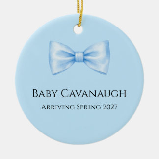 Cadeautje aankondiging baby jongen keramisch ornament