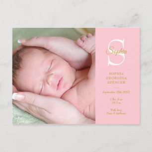 Cadeautje Geboorte Statistieken Monogram Foto Beda Briefkaart