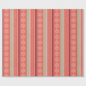  cadeautje met rode kerststrepen voor snowflakes cadeaupapier (Vlak)