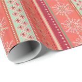  cadeautje met rode kerststrepen voor snowflakes cadeaupapier (Rol Hoek)