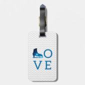 Cadeautje met schaatsenbus - bagagelabel met blauw (Achterkant verticaal)