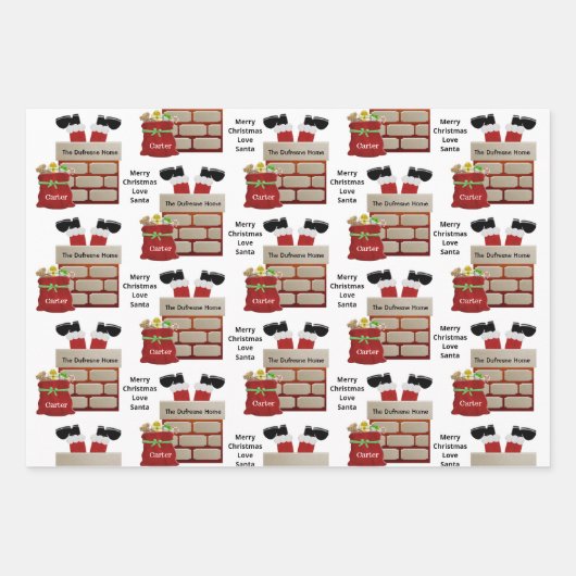 Cadeautje van de kerstman inpakpapier vel (Voorkant)