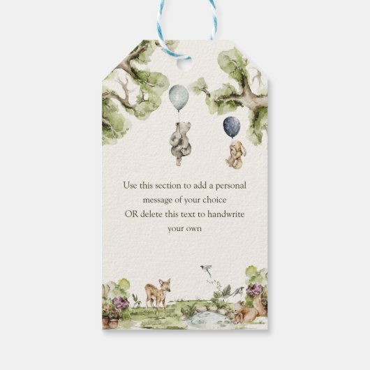 Cadeautjes bedanken bosdieren baby shower cadeaulabel (Achterkant)