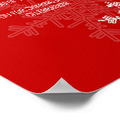 Cadeautjes voor babyfeest met rode sneeuwvlokken b poster (Hoek)