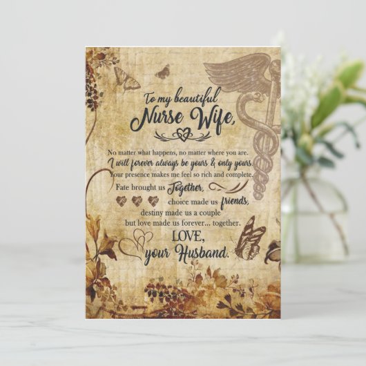 Cadeautjes voor verpleegster echtgenote | Brief aa Kaart (Staand voorkant)