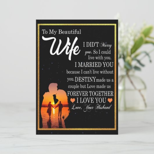 Cadeautjes voor Vrouw | Brief Aan Mijn Vrouw Liefd Feestdagenkaart (Staand voorkant)