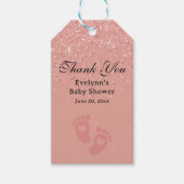 Cadeauuitnodiging Baby Shower Roze Glitter Elegant Cadeaulabel (Voorkant)