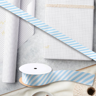 Cadeauverpakking Baby Shower Verjaardag Blauw Wit  Satijnen Lint