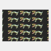 Cadeauverpakking - Chinese Draken op drie kleuren Inpakpapier Vel (Voorkant)