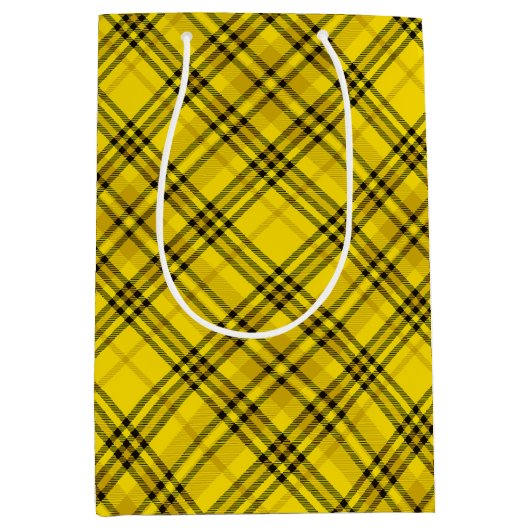 CADEAUVERPAKKING GEEL ZWART GERUITE PLAID MEDIUM CADEAUZAKJE (Voorkant)