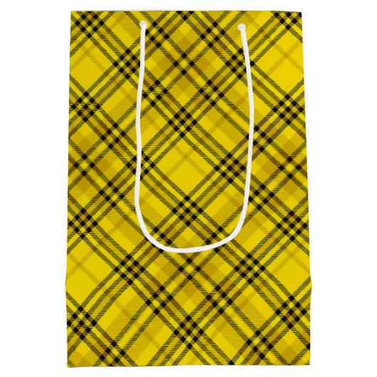 CADEAUVERPAKKING GEEL ZWART GERUITE PLAID MEDIUM CADEAUZAKJE (Achterkant)