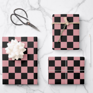 Cadeauverpakking HAMbyWG voor zwarte en roze chequ Inpakpapier Vel
