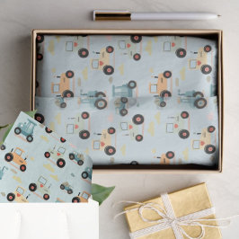 Cadeauverpakking kleine tractor patroon baby jonge tissuepapier